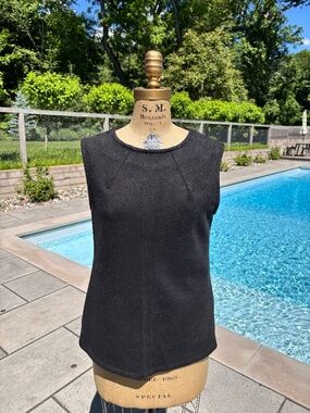 Jude Connally Black Faux Suede Sleeveless Top Size M